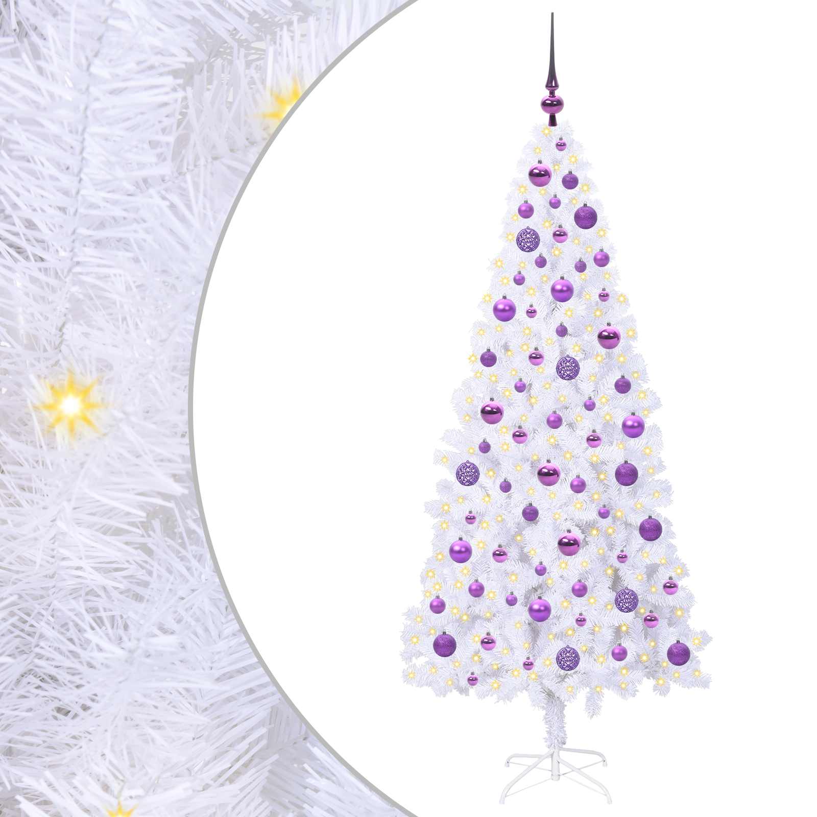 Sapin de Noël artificiel avec 300 LED Blanc 180 cm PVC et Acier – Image 2