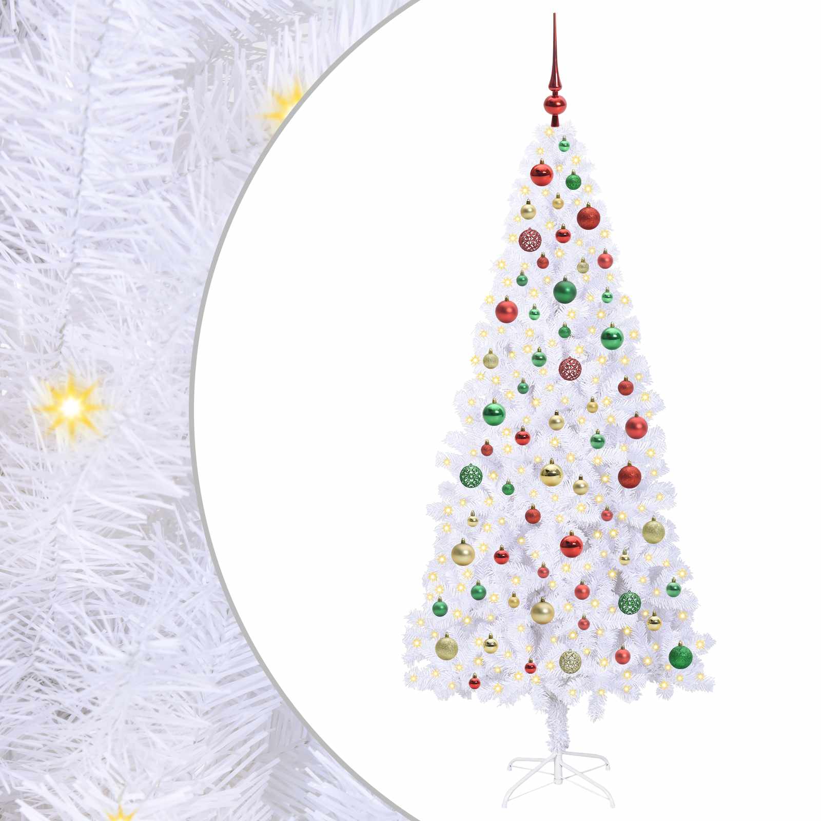Sapin de Noël artificiel avec 300 LED Blanc 180 cm PVC et Acier – Image 2