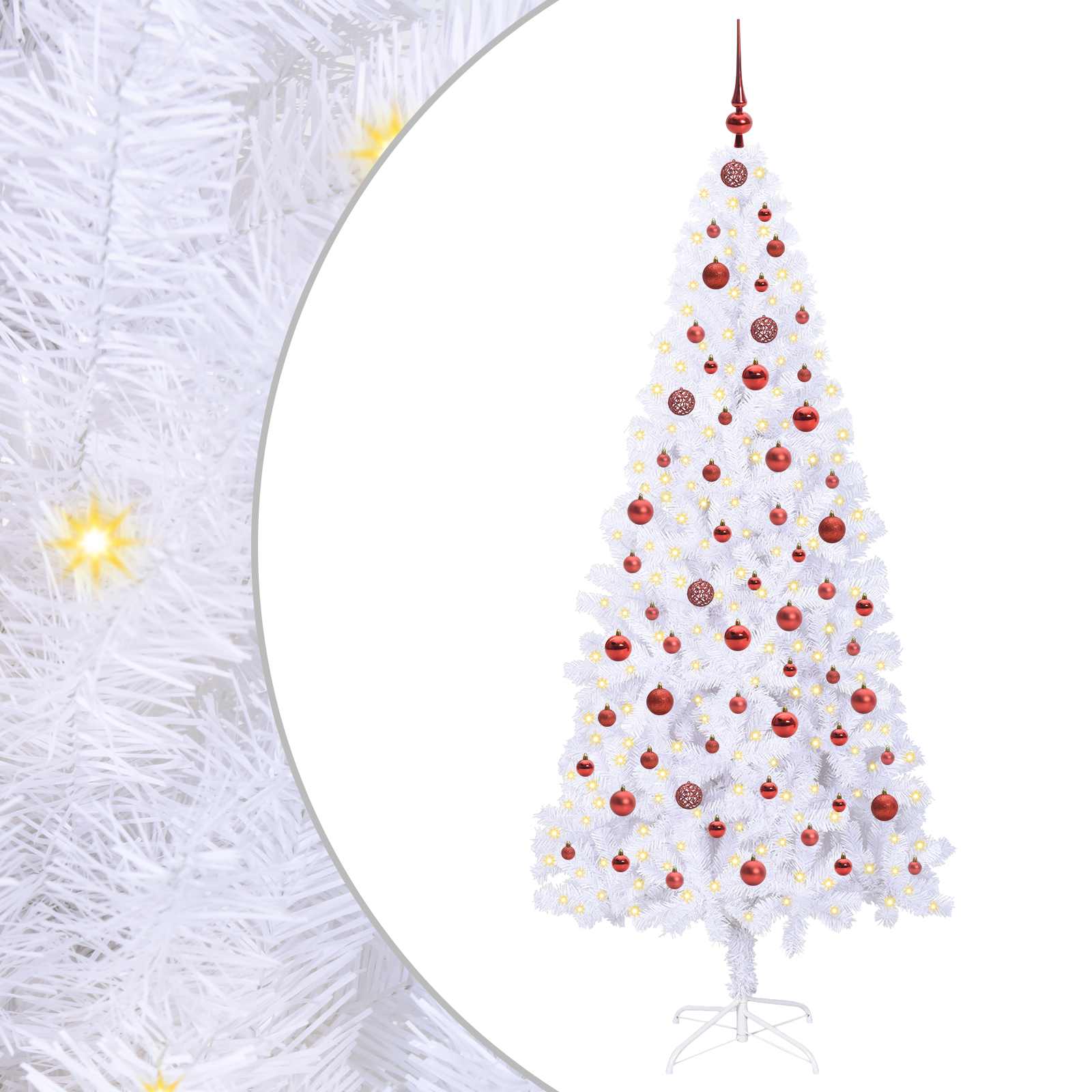 Sapin de Noël artificiel avec 300 LED Blanc 210 cm PVC et Acier – Image 2
