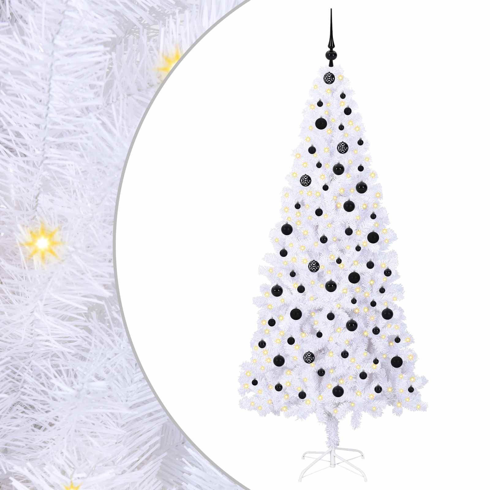 Sapin de Noël artificiel avec 300 LED Blanc 210 cm PVC et Acier – Image 2