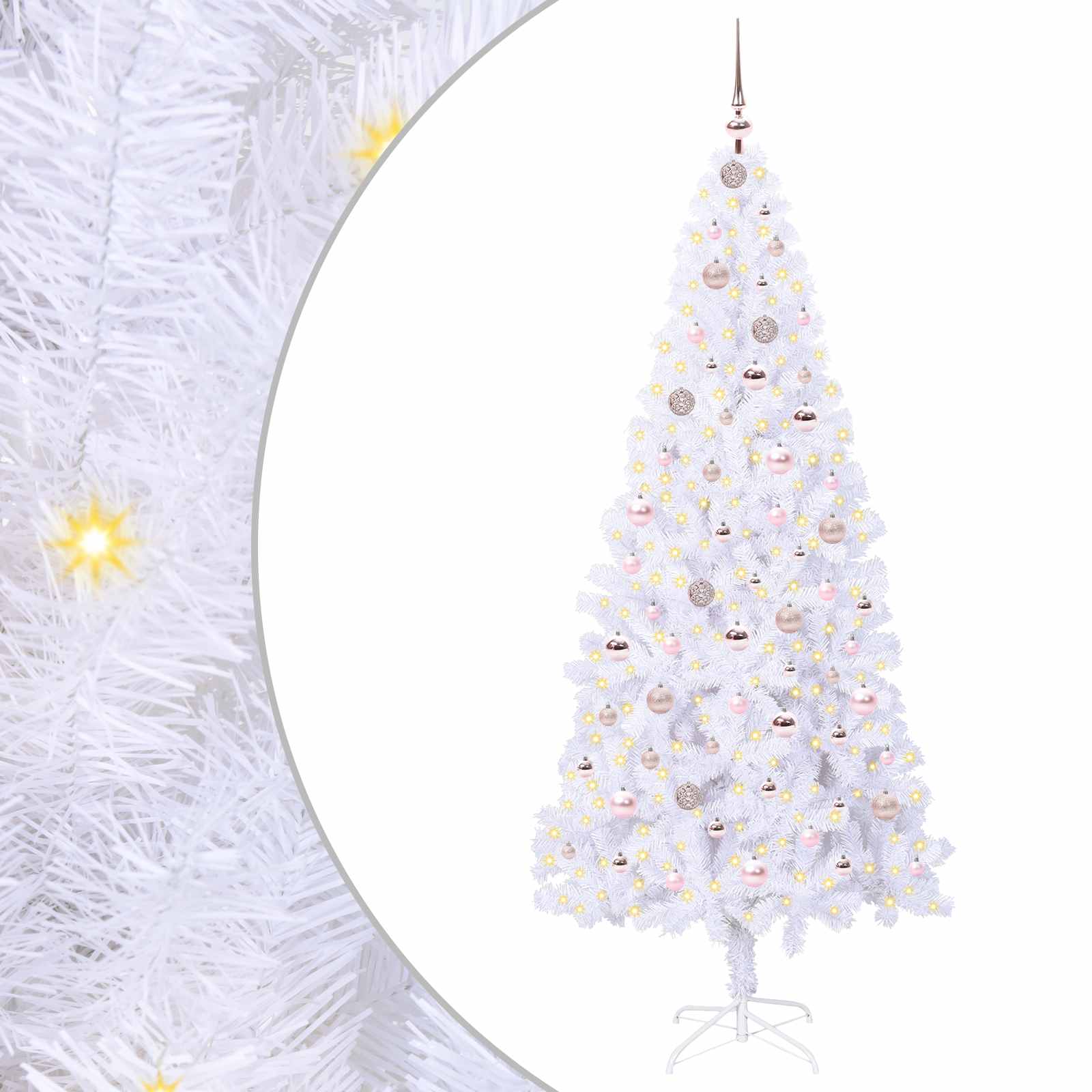 Sapin de Noël artificiel avec 300 LED Blanc 210 cm PVC et Acier – Image 2