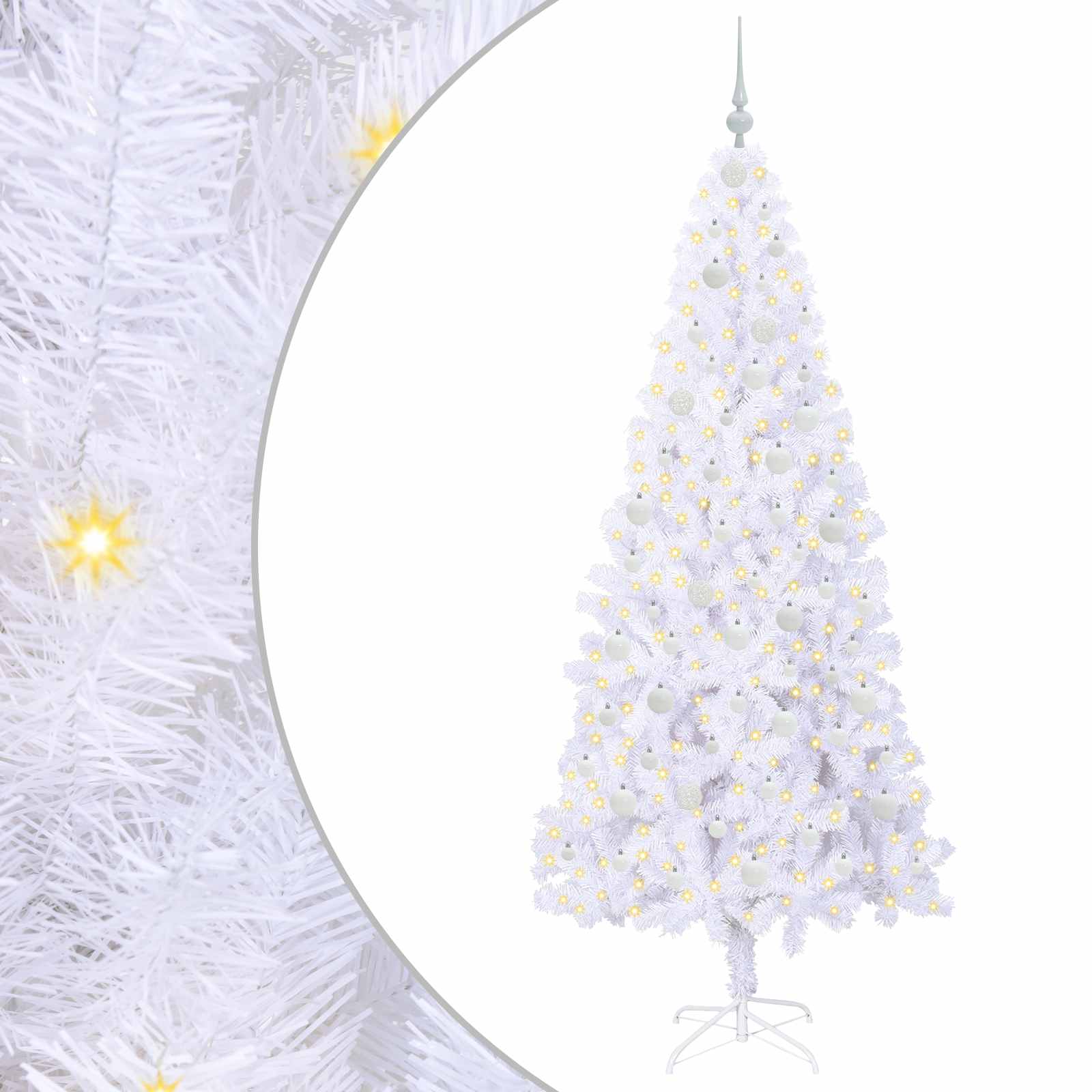 Sapin de Noël artificiel avec 300 LED Blanc 210 cm PVC et Acier – Image 2