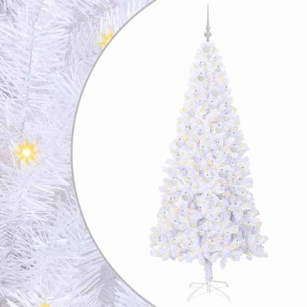 vidaXL Tehisj&otilde;ulupuu koos 300 LED-iga Valge 210 cm PVC ja teras