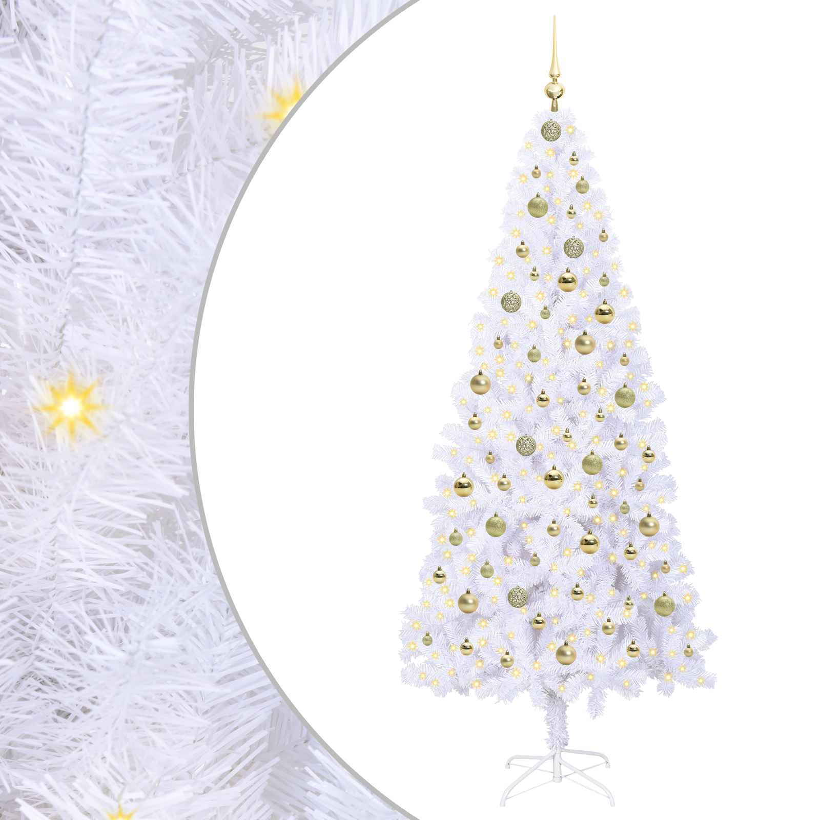 Sapin de Noël artificiel avec 300 LED Blanc 210 cm PVC et Acier – Image 2