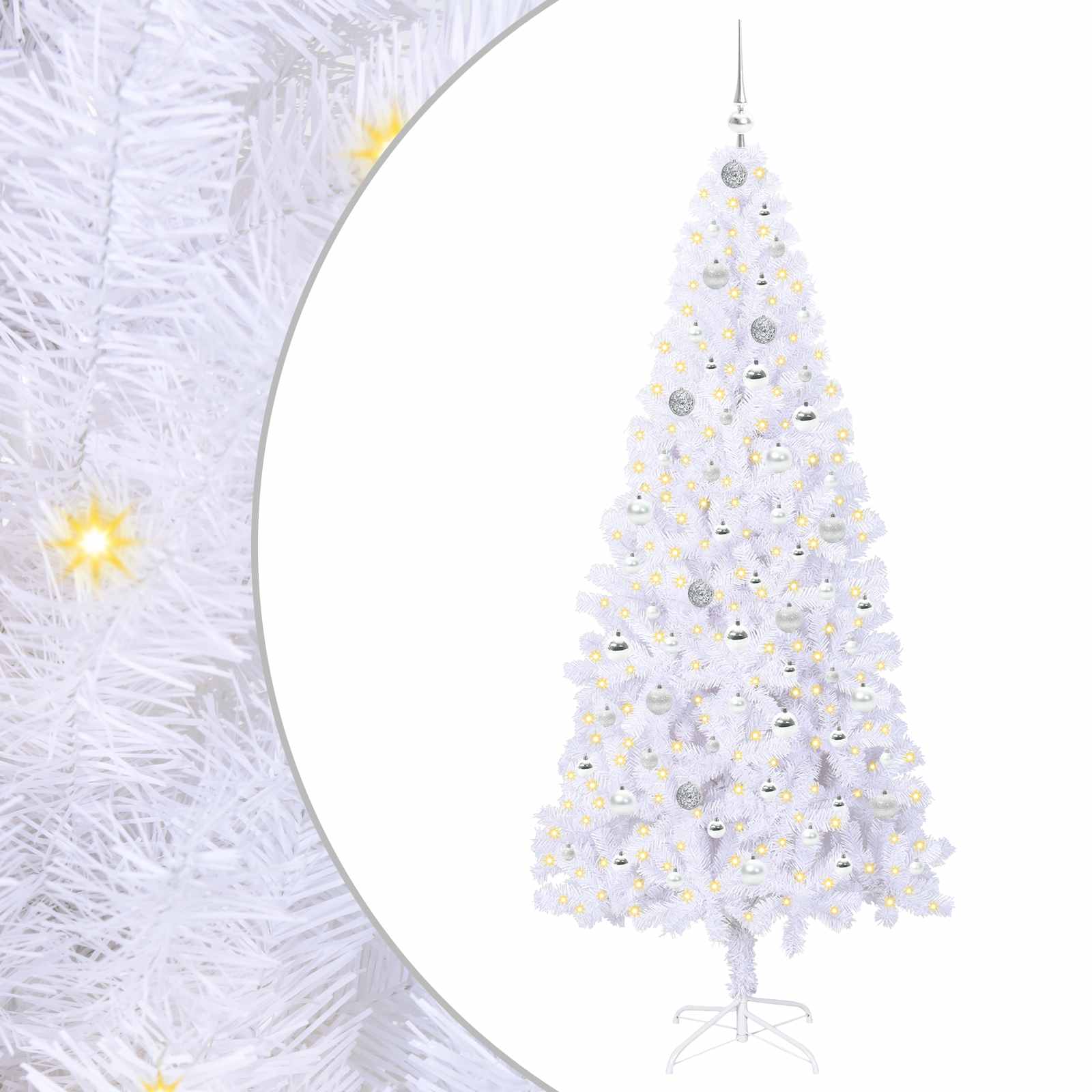 Sapin de Noël artificiel avec 300 LED Blanc 210 cm PVC et Acier – Image 2