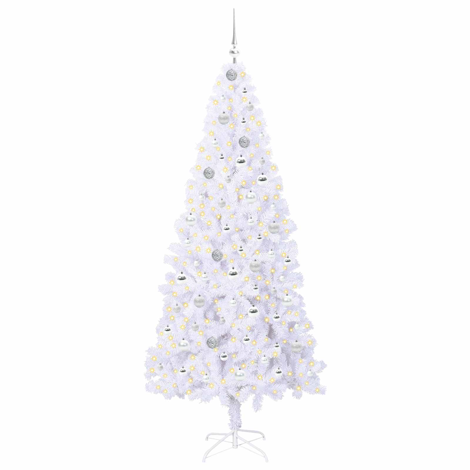 Sapin de Noël artificiel avec 300 LED Blanc 210 cm PVC et Acier – Image 3