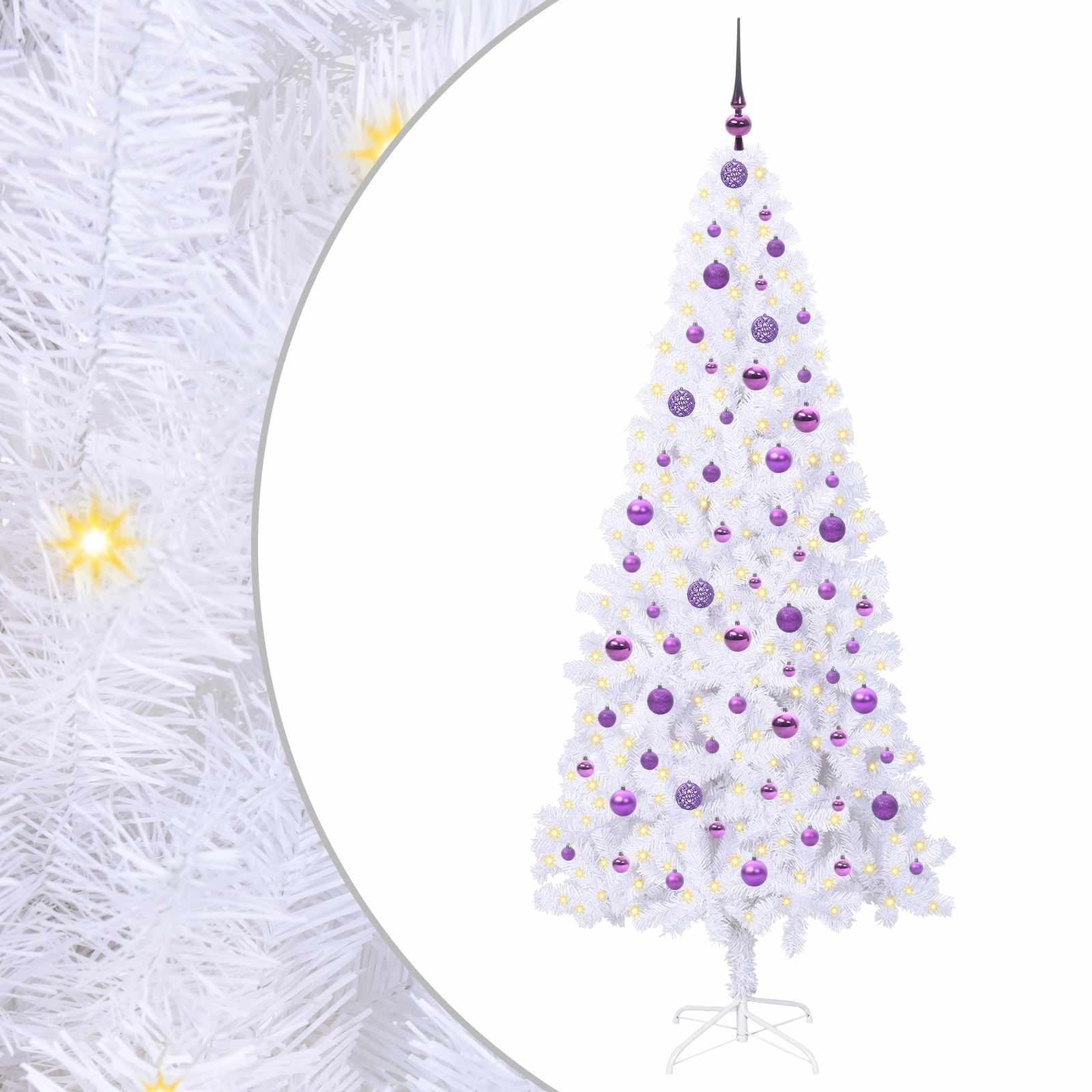 Sapin de Noël artificiel avec 300 LED Blanc 210 cm PVC et Acier – Image 2