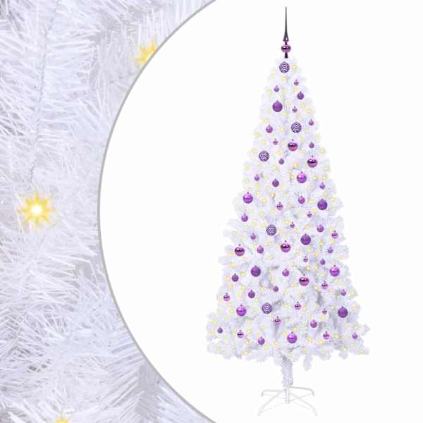 vidaXL Tehisj&otilde;ulupuu koos 300 LED-iga Valge 210 cm PVC ja teras
