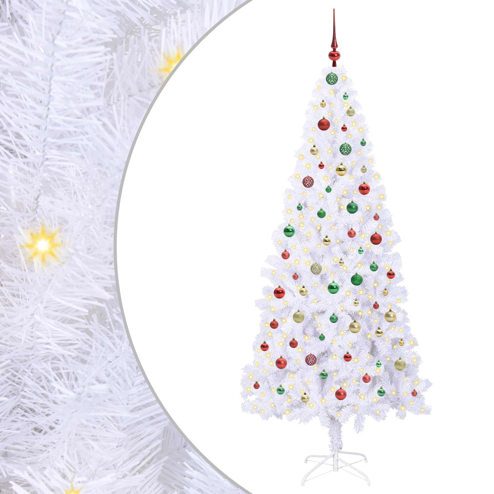 Sapin de Noël artificiel avec 300 LED Blanc 210 cm PVC et Acier – Image 2