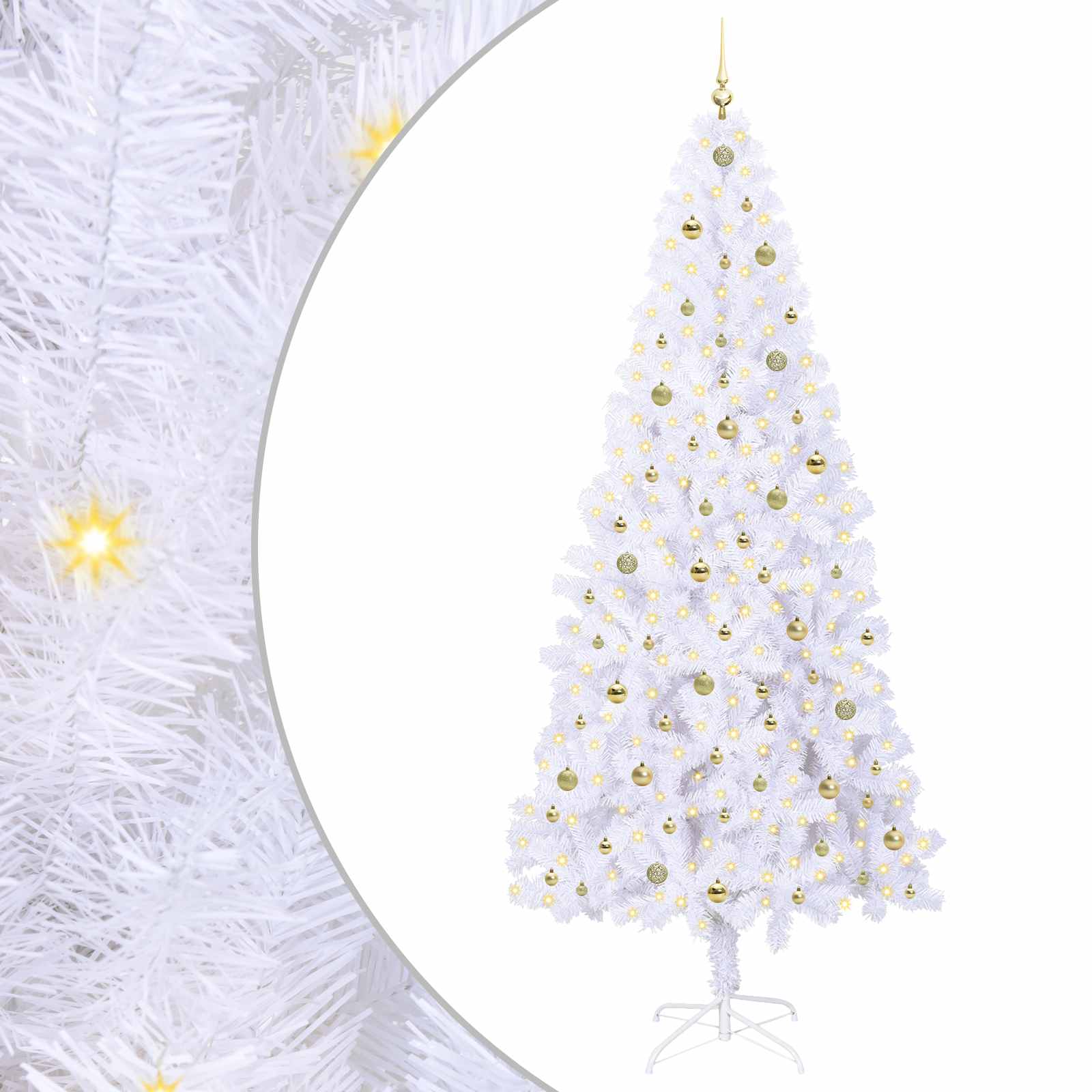 Sapin de Noël artificiel avec 300 LED Blanc 240 cm PVC et Acier – Image 2