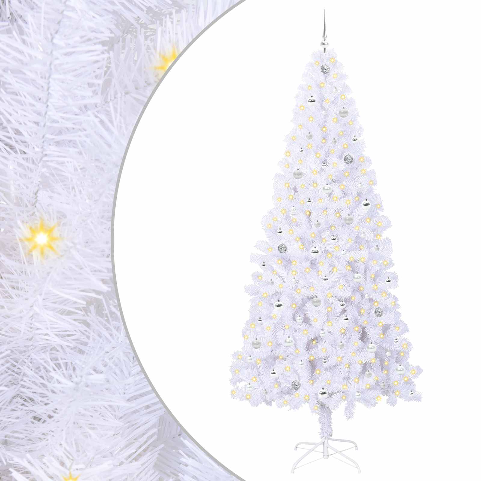 Sapin de Noël artificiel avec 300 LED Blanc 240 cm PVC et Acier – Image 2