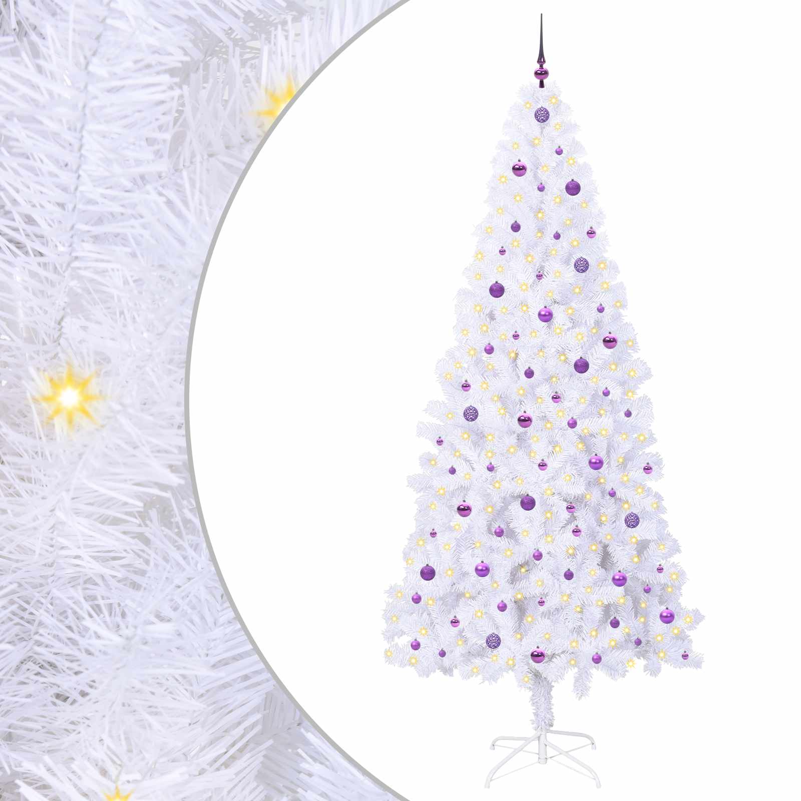 Sapin de Noël artificiel avec 300 LED Blanc 240 cm PVC et Acier – Image 2