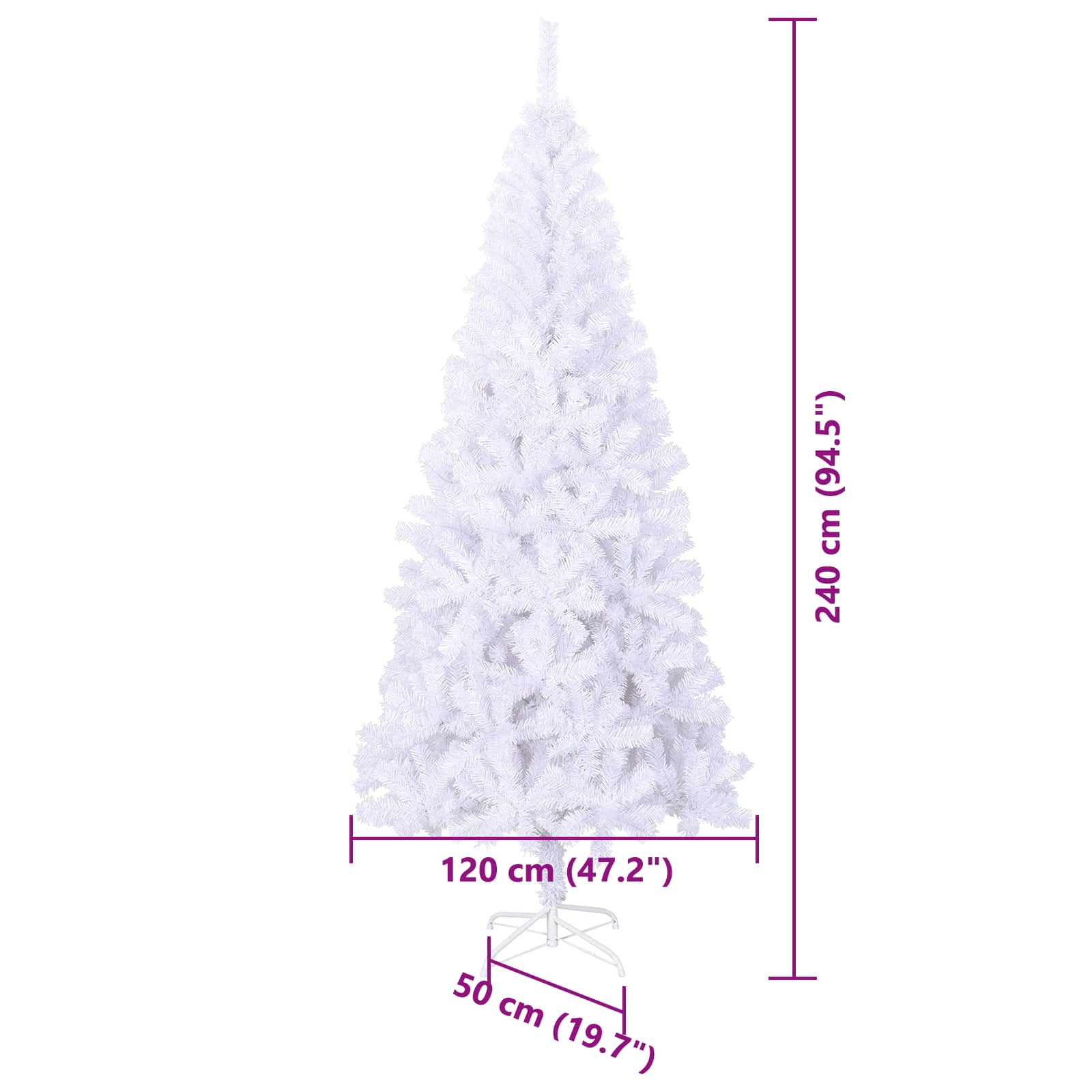 Umělý vánoční stromeček s stojanem Bílá 240 cm PVC a ocel - obrázek 14
