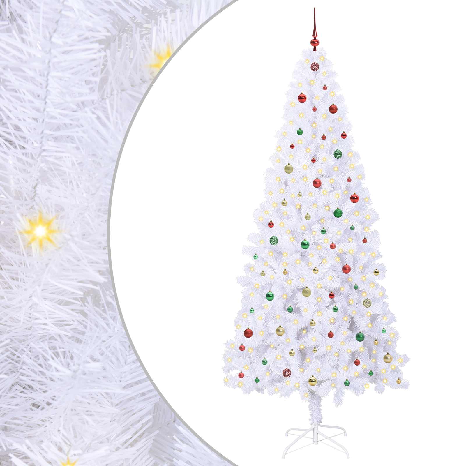 Sapin de Noël artificiel avec 300 LED Blanc 240 cm PVC et Acier – Image 2
