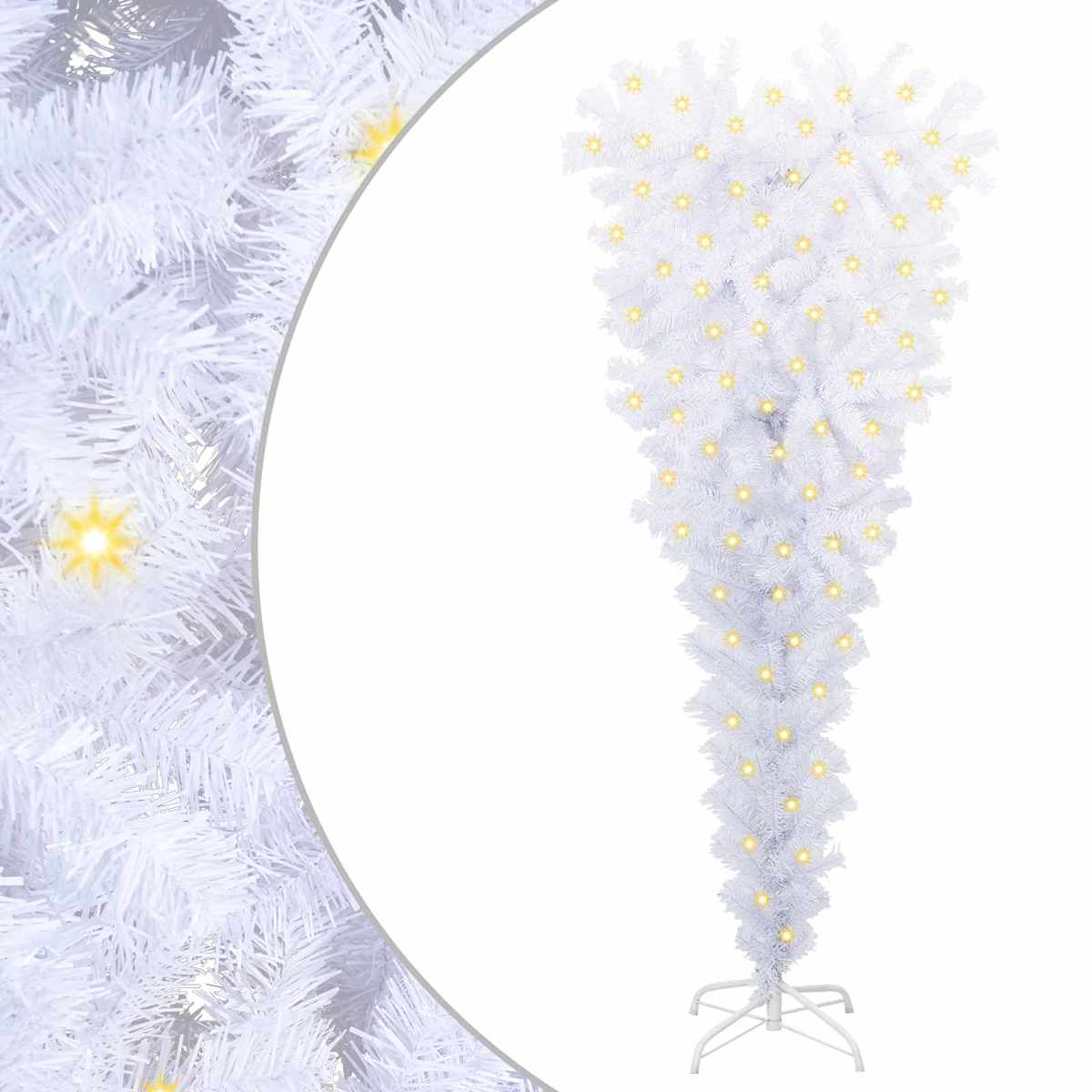 Kunstigt juletræ med 150 LED'er Hvid 120 cm PVC og Stål - Billede 2