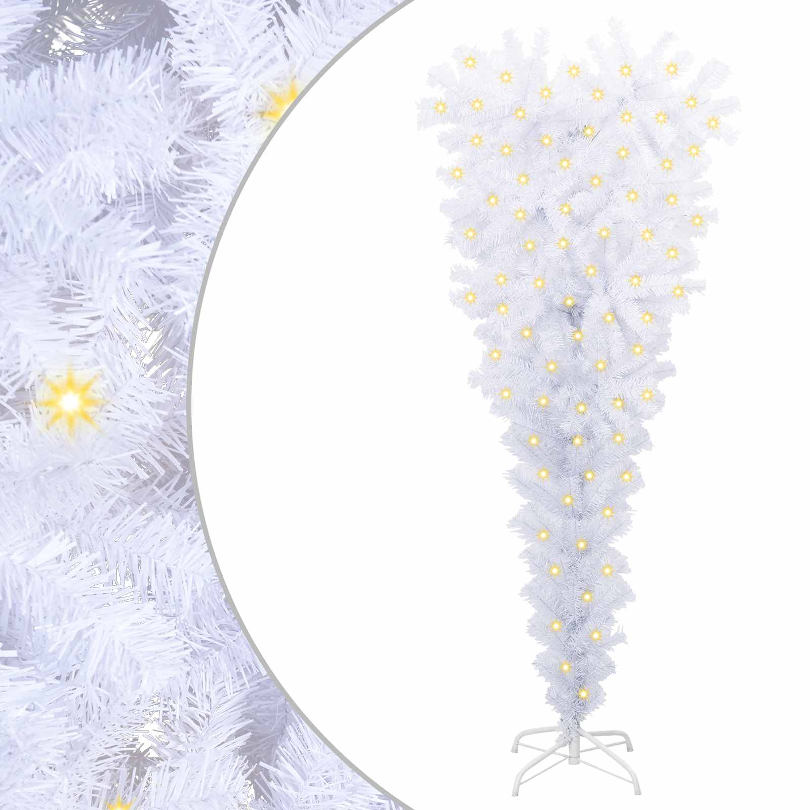 Sapin de Noël artificiel avec 150 LED Blanc 120 cm PVC et Acier – Image 2