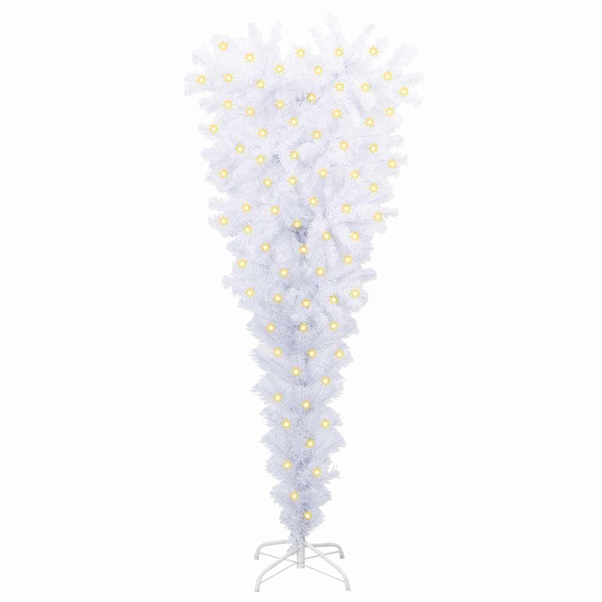 Kunstigt juletræ med 150 LED'er Hvid 120 cm PVC og Stål - Billede 3