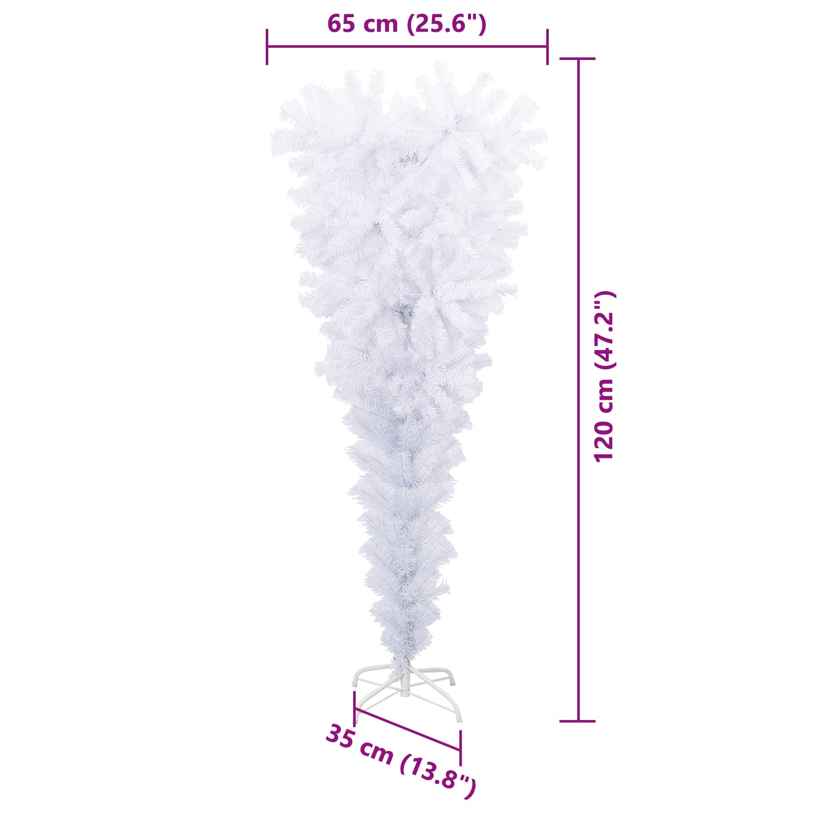 Umestno božično drevo med 150 LED Bela 120 cm PVC in jeklo