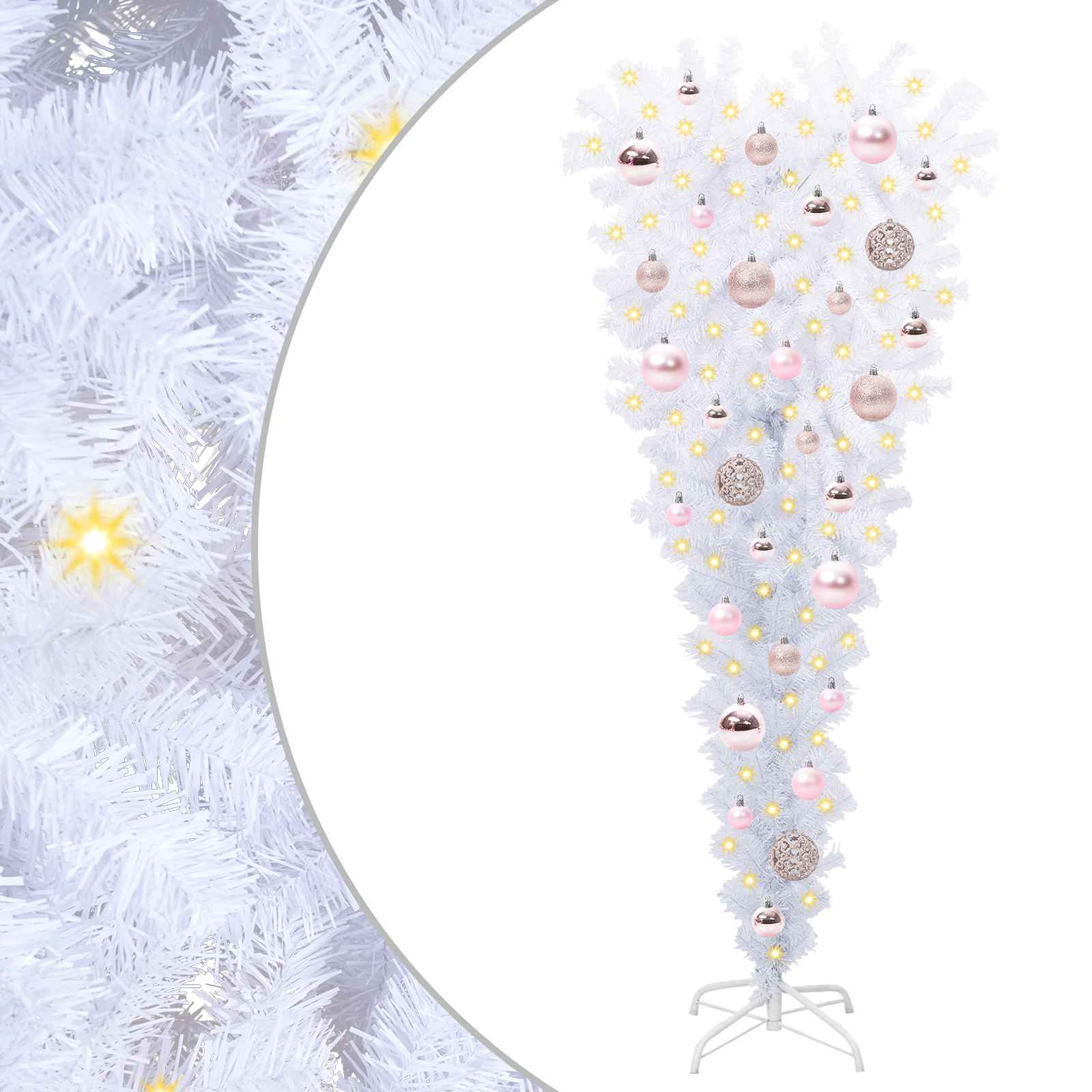 Sapin de Noël artificiel avec 150 LED Blanc 120 cm PVC et Acier – Image 2