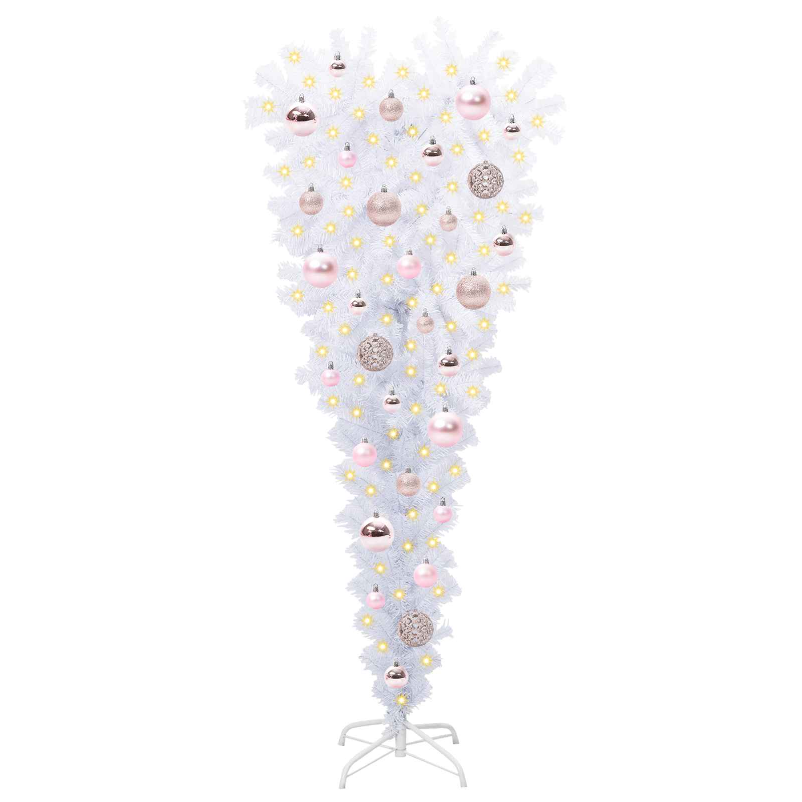 Sapin de Noël artificiel avec 150 LED Blanc 120 cm PVC et Acier – Image 3