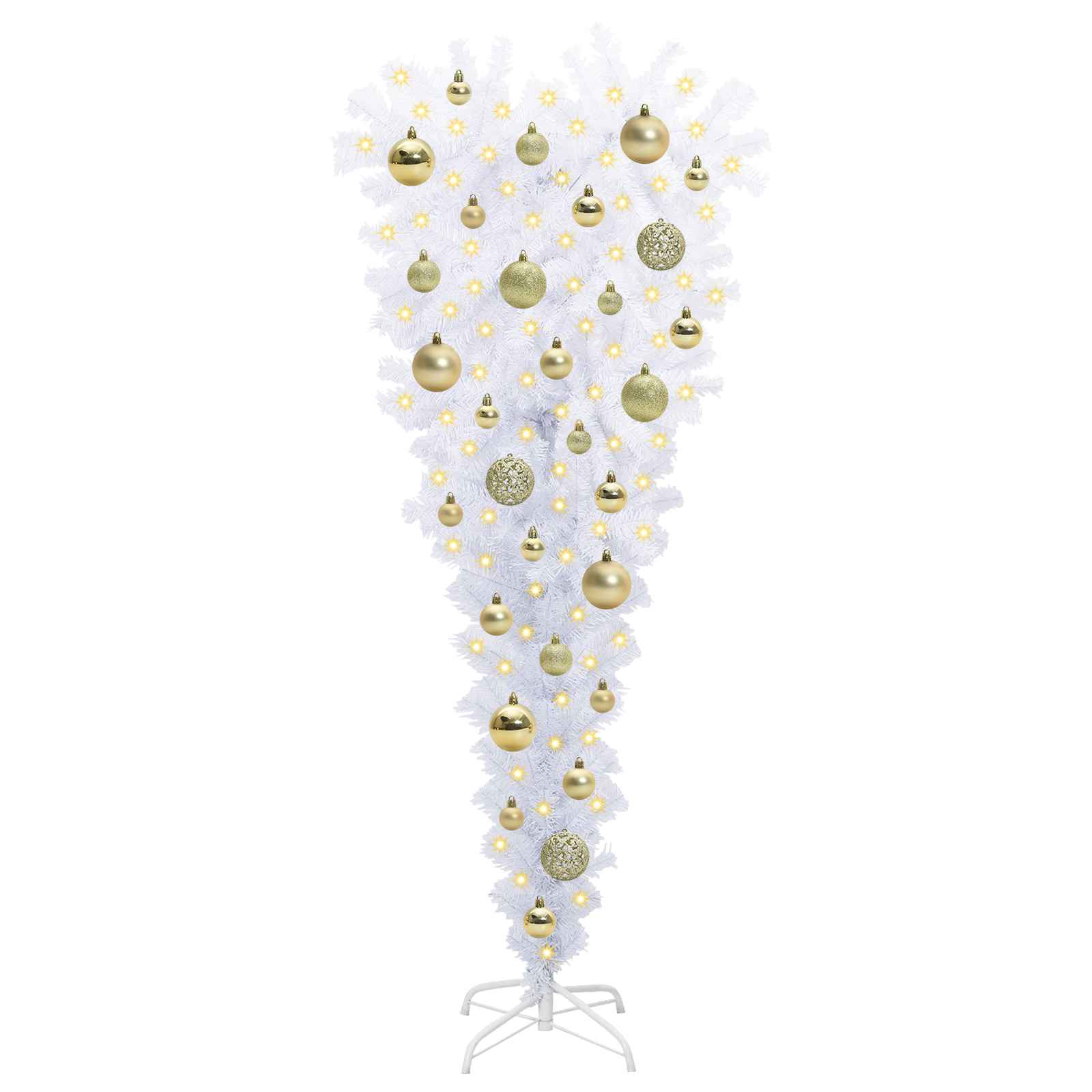 Sapin de Noël artificiel avec 150 LED Blanc 120 cm PVC et Acier – Image 3
