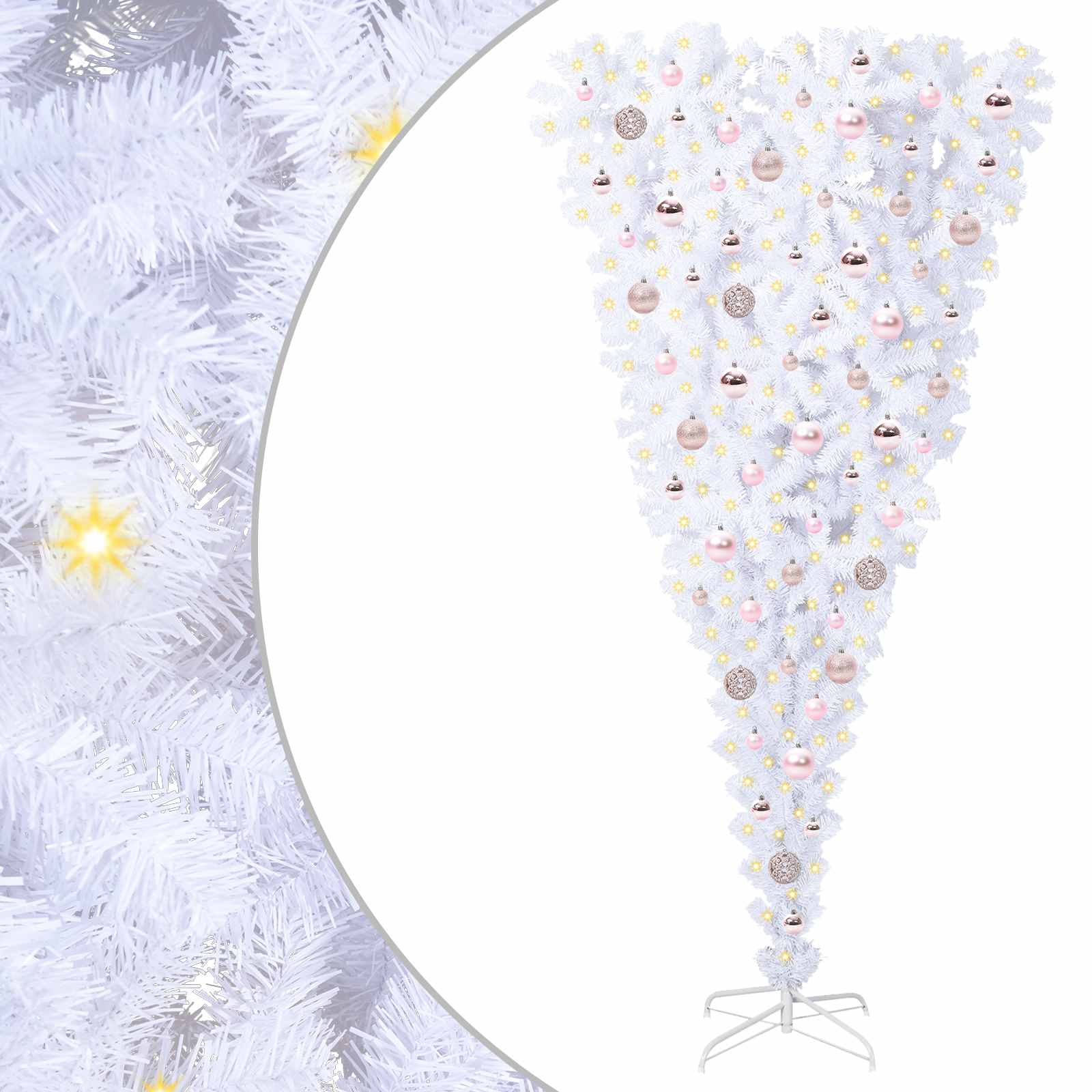 vidaXL Brad de Crăciun artificial cu 300 LED Alb 180 cm PVC și Oțel