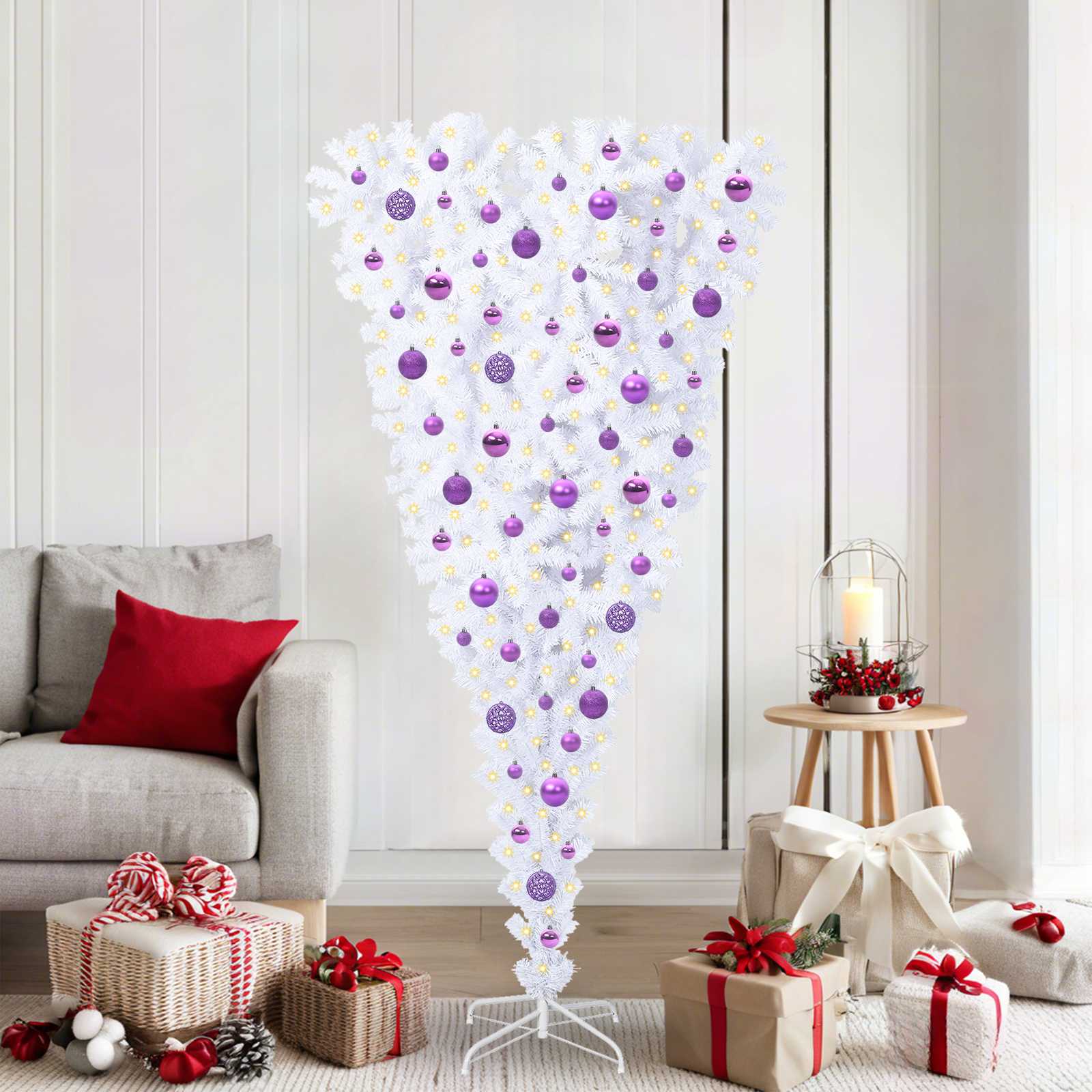 vidaXL Kunstkerstboom Wit 180 cm PVC en staal