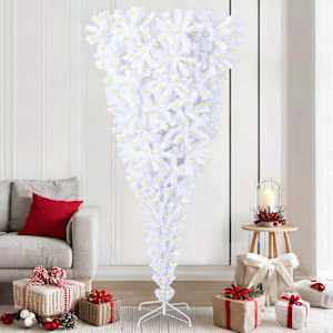Kunstigt juletræ med 300 LED’er Hvid 210 cm PVC og Stål