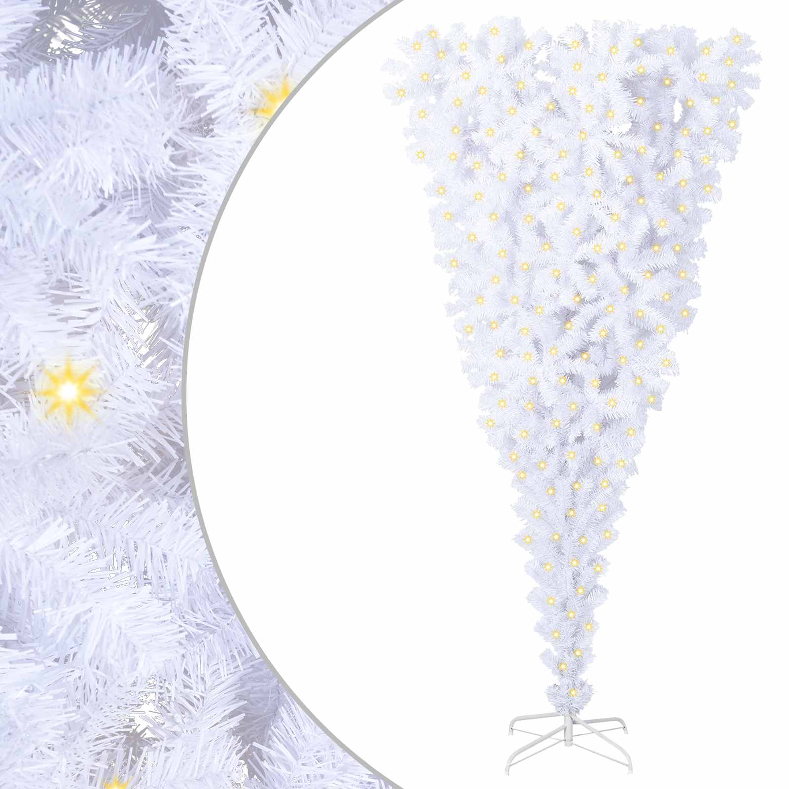 Sapin de Noël artificiel avec 300 LED Blanc 210 cm PVC et Acier – Image 2