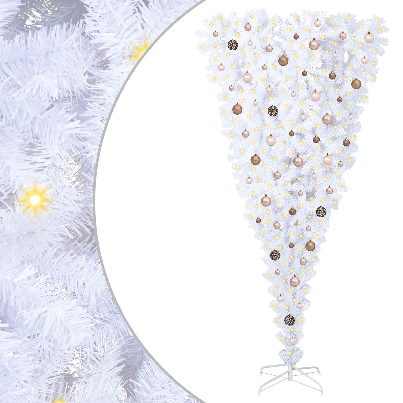 Sapin de Noël artificiel avec 300 LED Blanc 210 cm PVC et Acier – Image 2