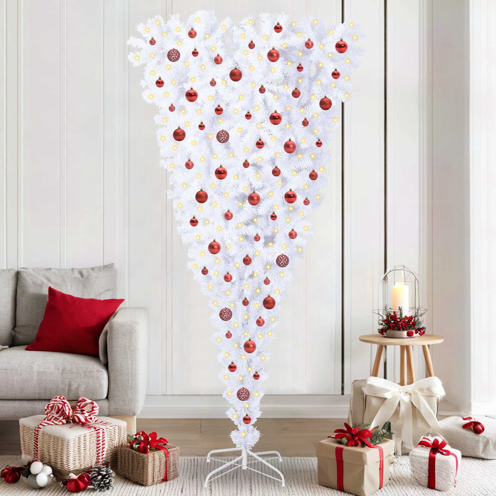 vidaXL Kunstkerstboom Wit 210 cm PVC en staal
