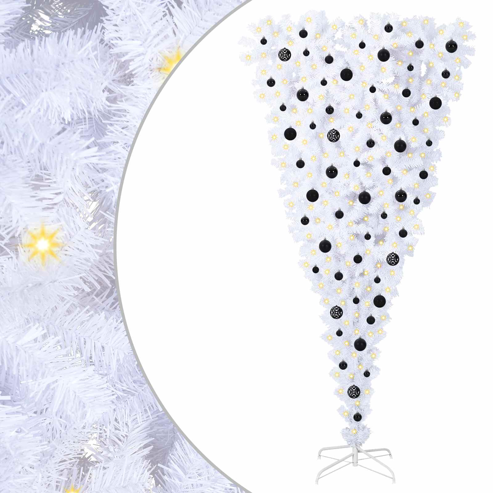 Sapin de Noël artificiel avec 300 LED Blanc 210 cm PVC et Acier – Image 2