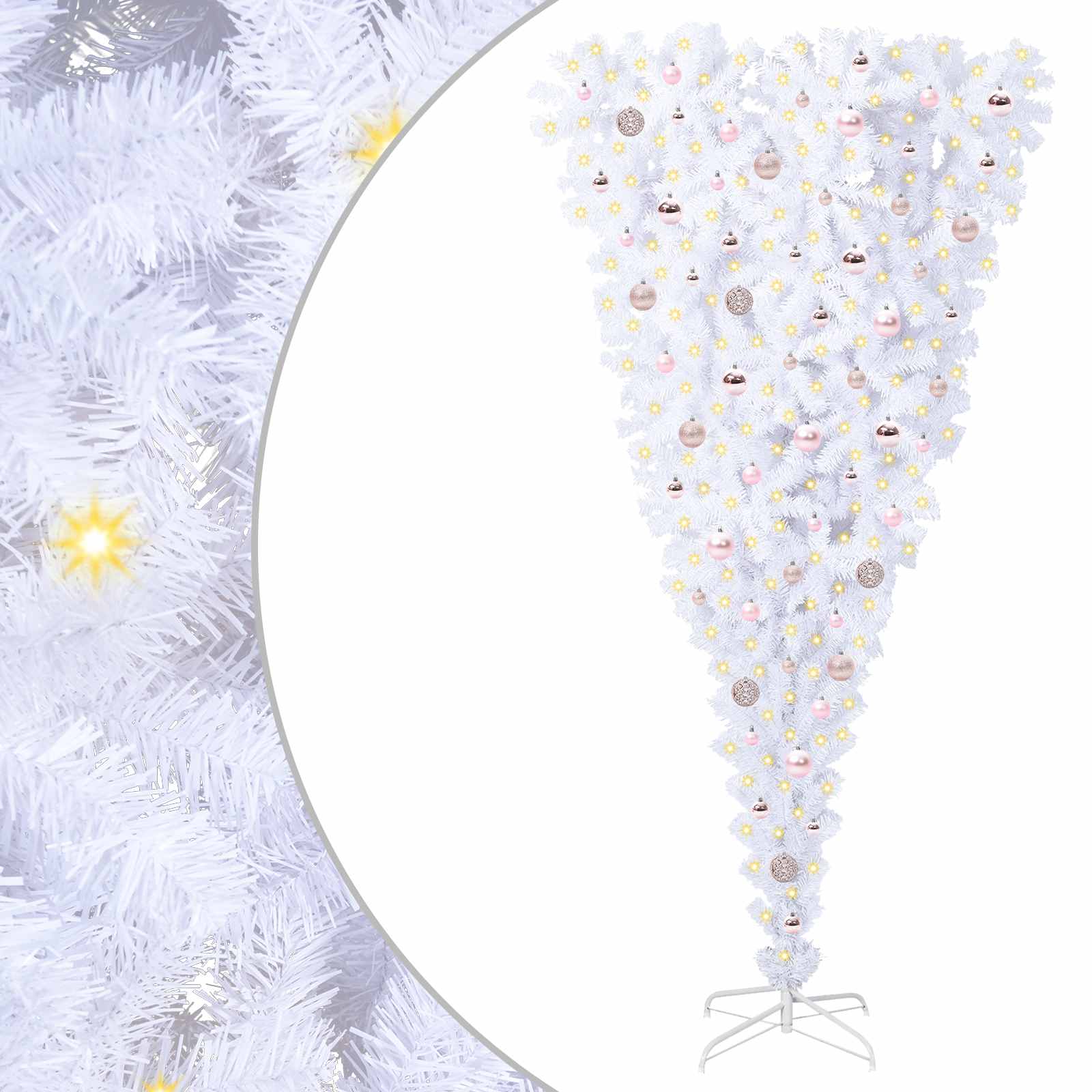 Sapin de Noël artificiel avec 300 LED Blanc 210 cm PVC et Acier – Image 2