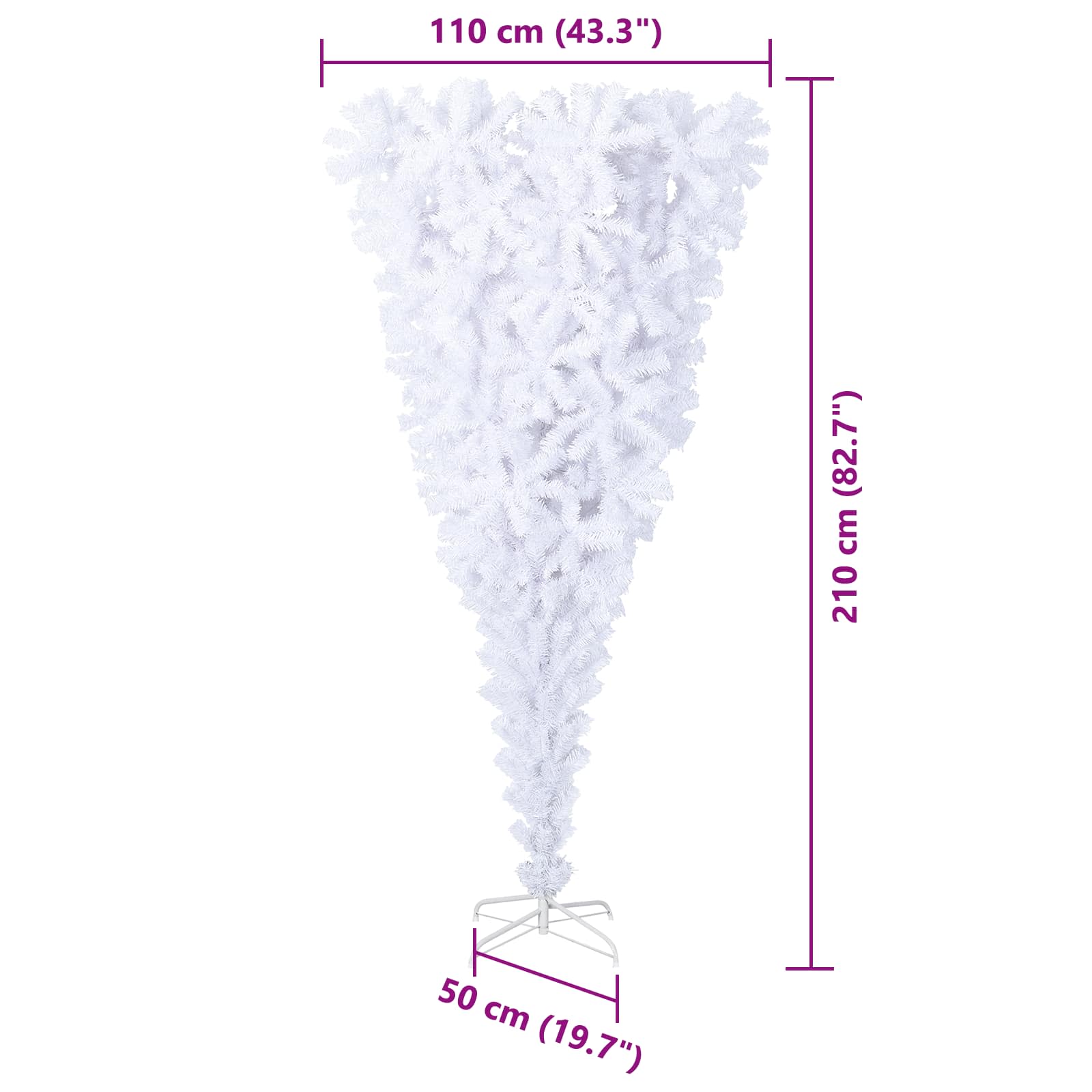 Umestno božično drevo med 300 LED Bela 210 cm PVC in jeklo
