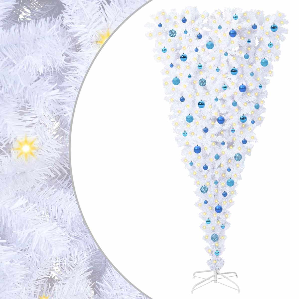 Kunstigt juletræ med 300 LED'er 210 cm PVC og Stål - Billede 2