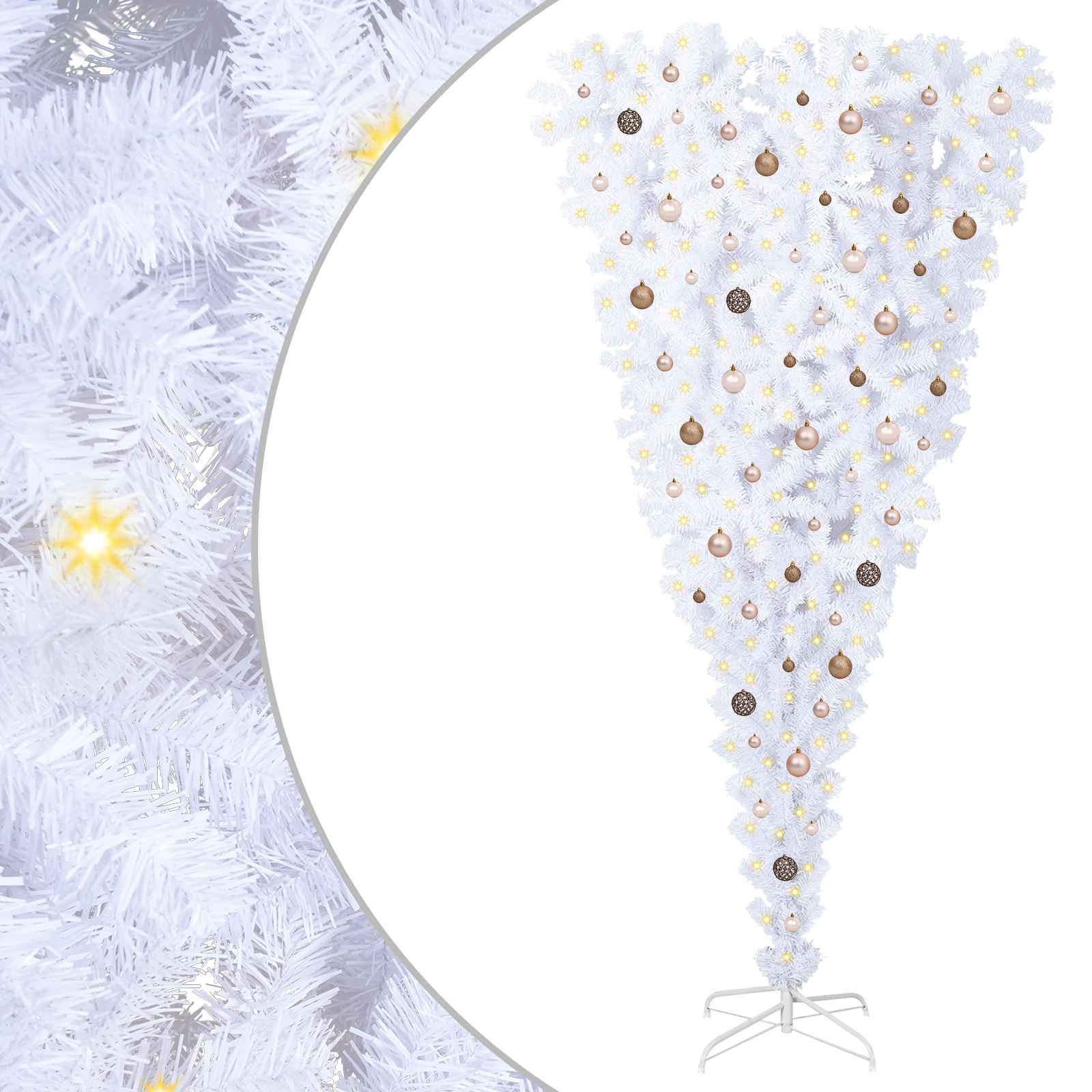 Sapin de Noël artificiel avec 300 LED Blanc 240 cm PVC et Acier – Image 2