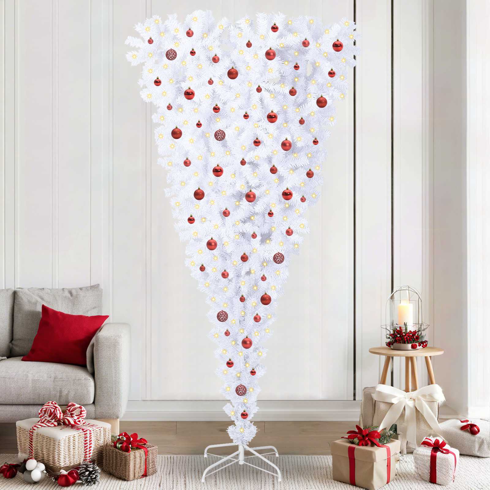 vidaXL Kunstkerstboom Wit 240 cm PVC en staal