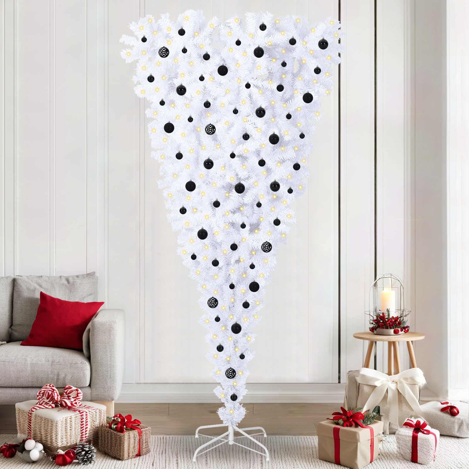 vidaXL Künstlicher Weihnachtsbaum Weiß 240 cm PVC und Stahl