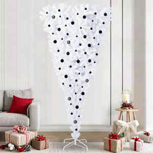 Umělý vánoční stromeček s stojanem Bílá 240 cm PVC a Ocel - obrázek 1