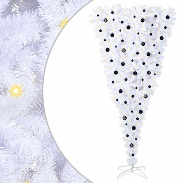 vidaXL Tehisj&otilde;ulupuu koos 300 LED-iga Valge 240 cm PVC ja teras