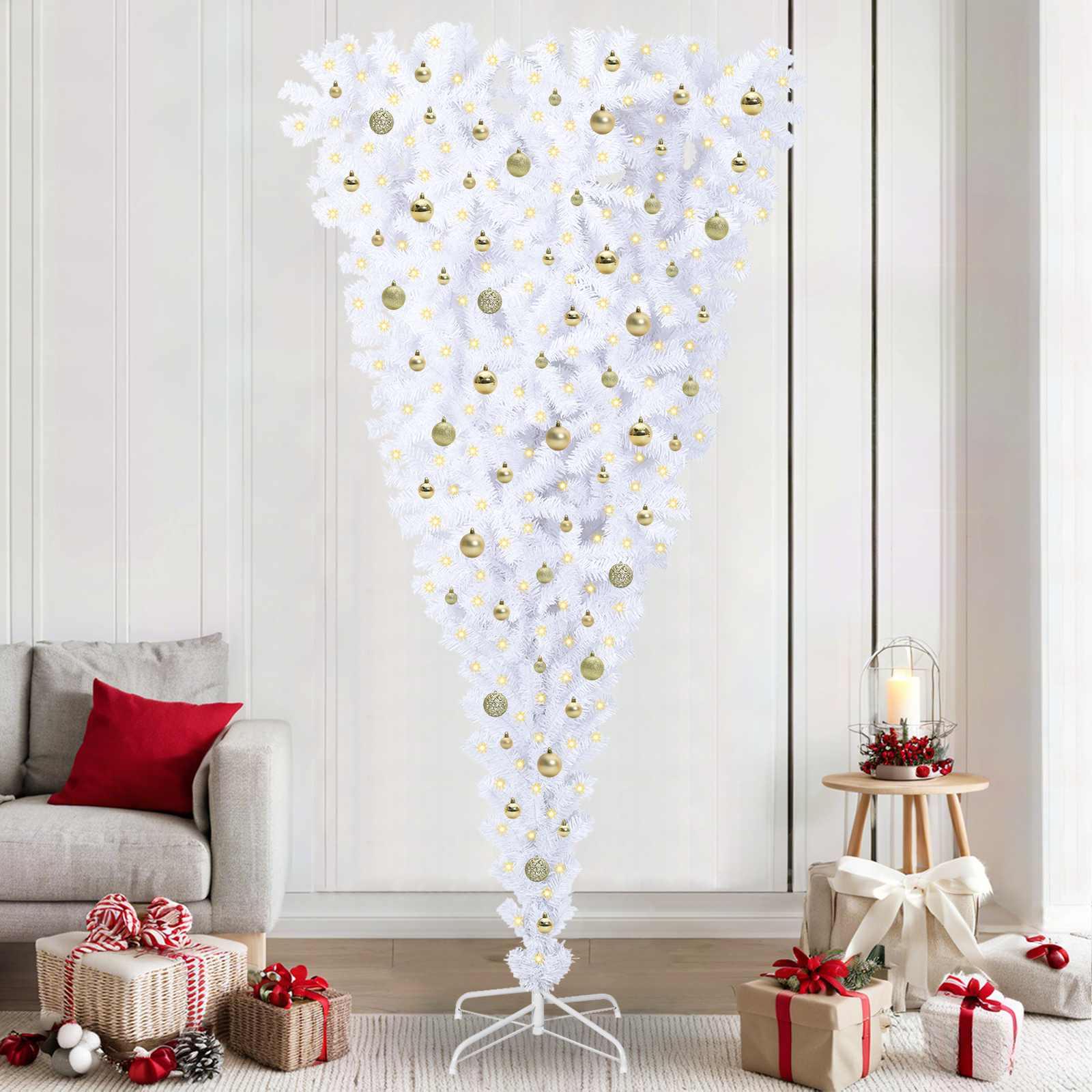 vidaXL Kunstkerstboom Wit 240 cm PVC en staal