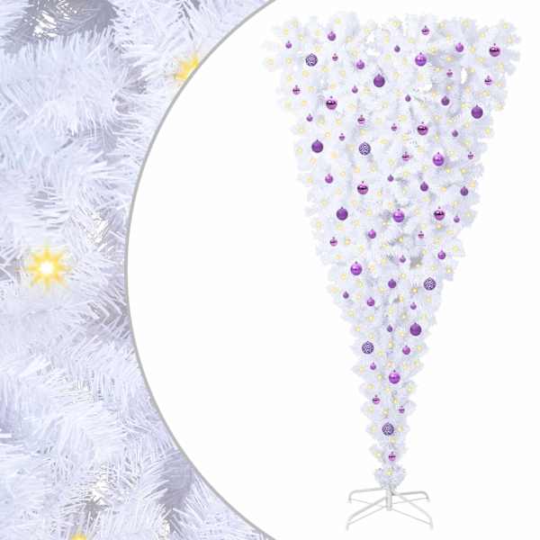 vidaXL Tehisj&otilde;ulupuu koos 300 LED-iga Valge 240 cm PVC ja teras