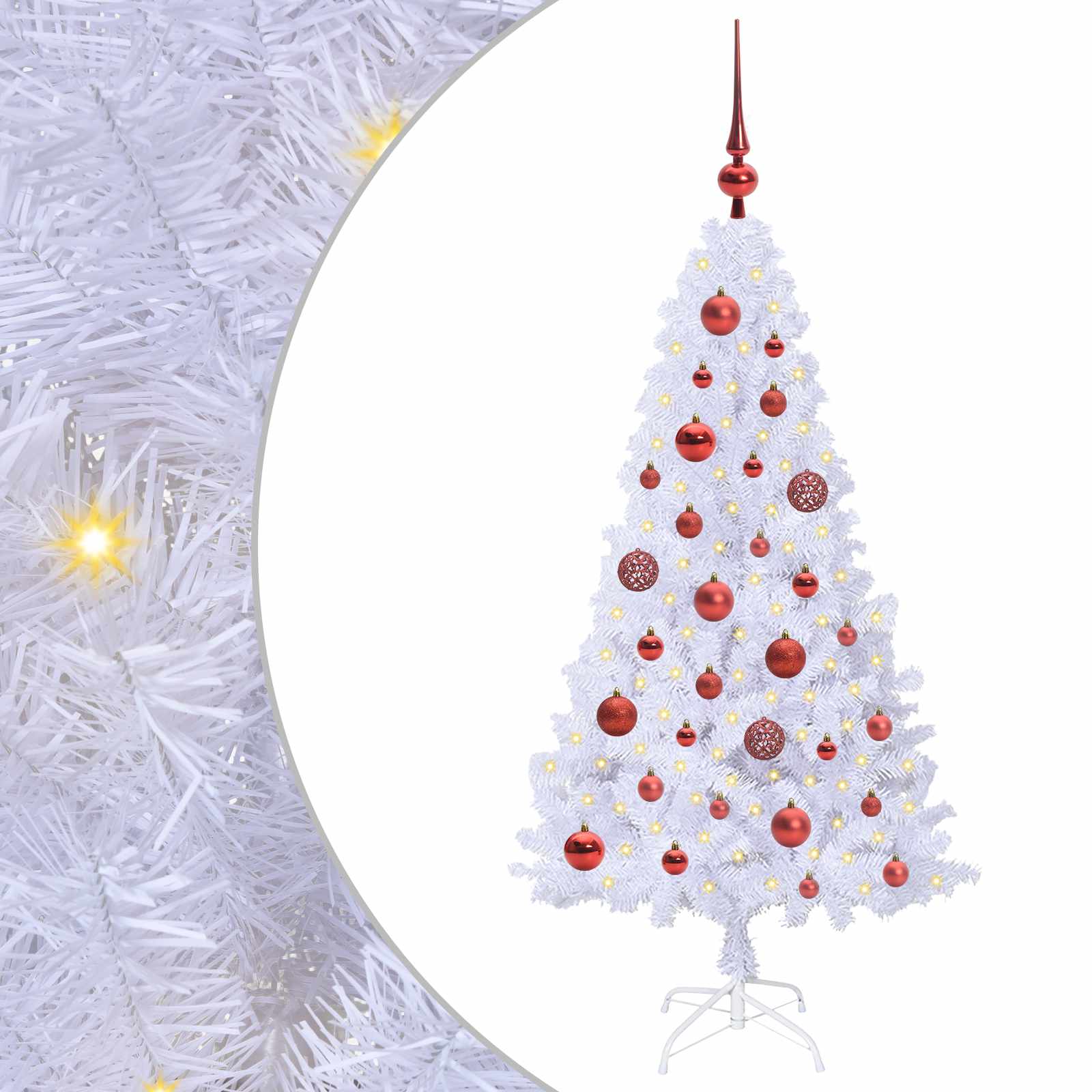 Sapin de Noël artificiel avec 150 LED Blanc 120 cm PVC et Acier – Image 2