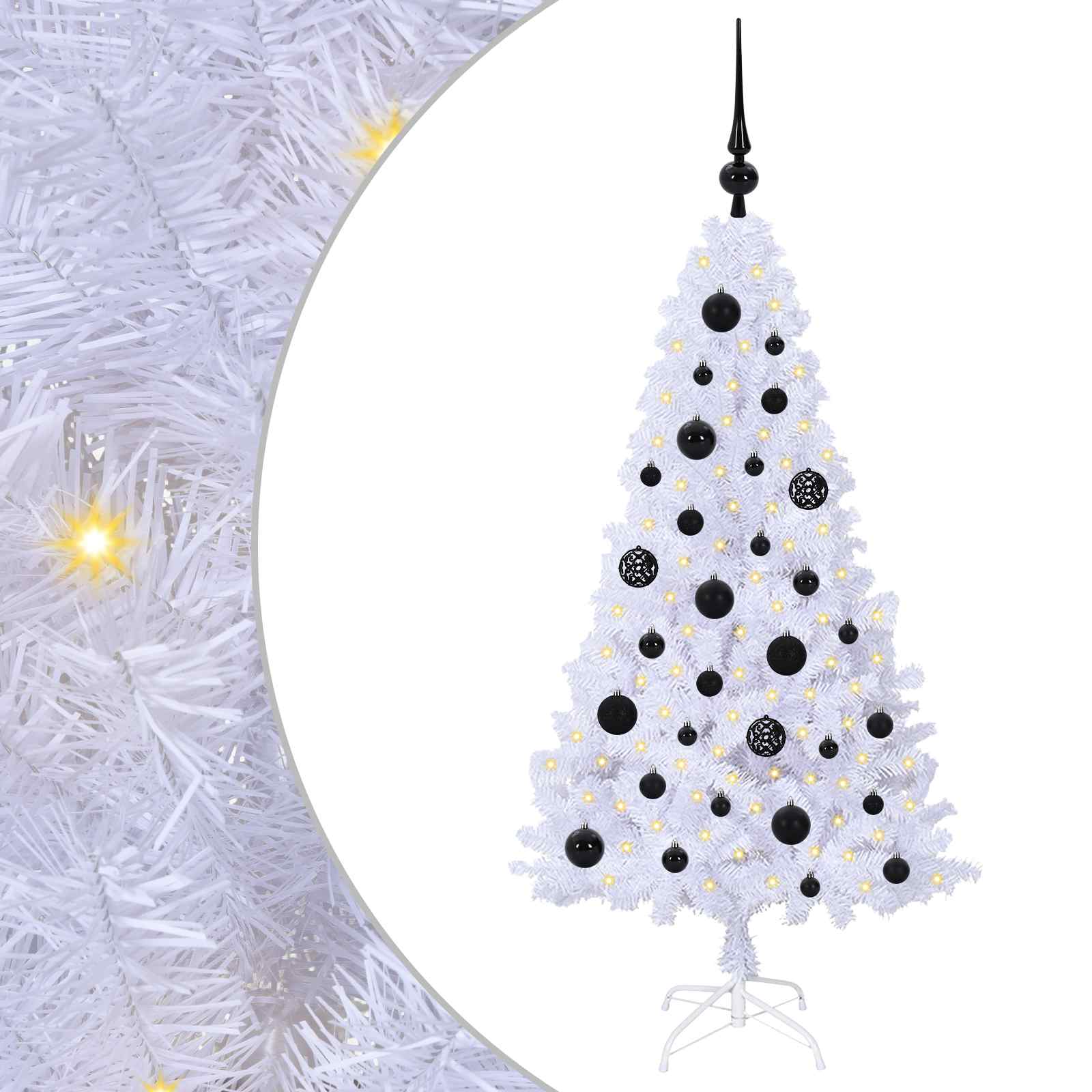 Sapin de Noël artificiel avec 150 LED Blanc 120 cm PVC et Acier – Image 2