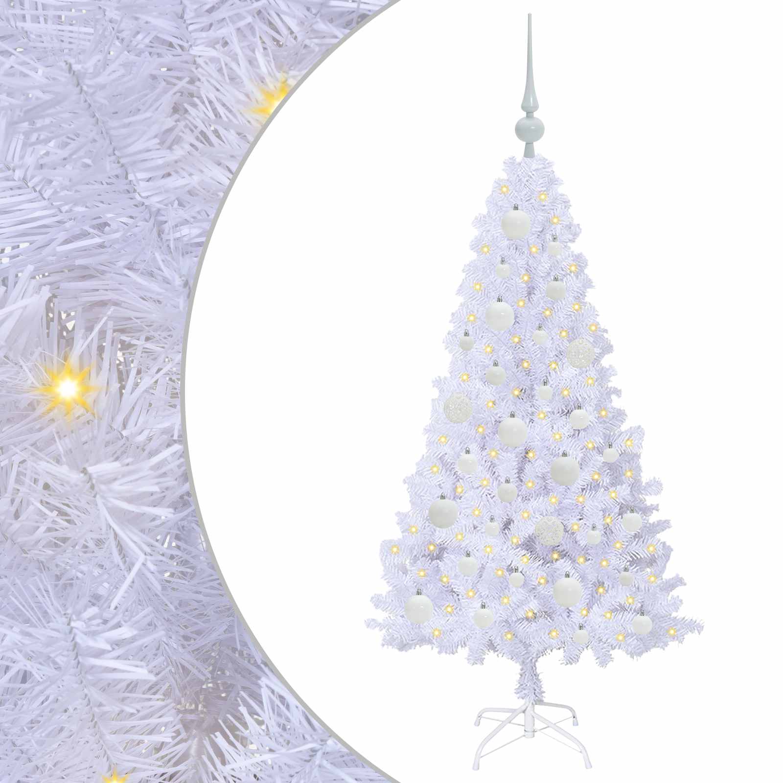 Sapin de Noël artificiel avec 150 LED Blanc 120 cm PVC et Acier – Image 2