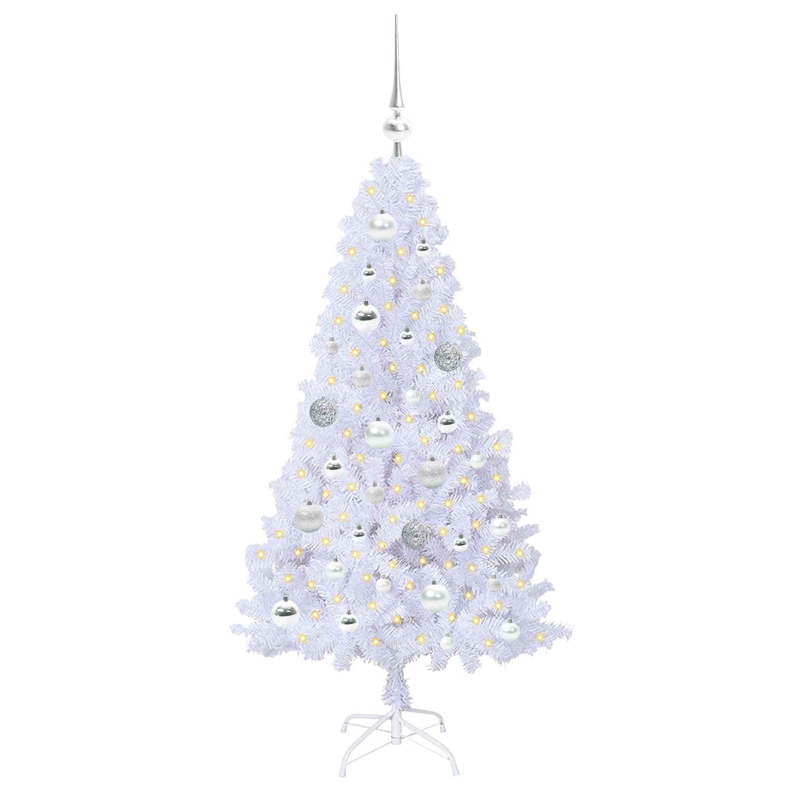 Sapin de Noël artificiel avec 150 LED Blanc 120 cm PVC et Acier – Image 3