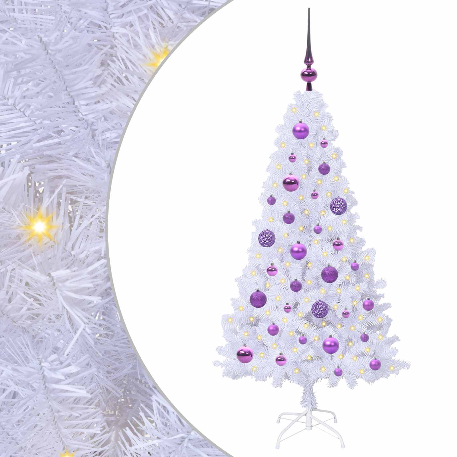 Sapin de Noël artificiel avec 150 LED Blanc 120 cm PVC et Acier – Image 2