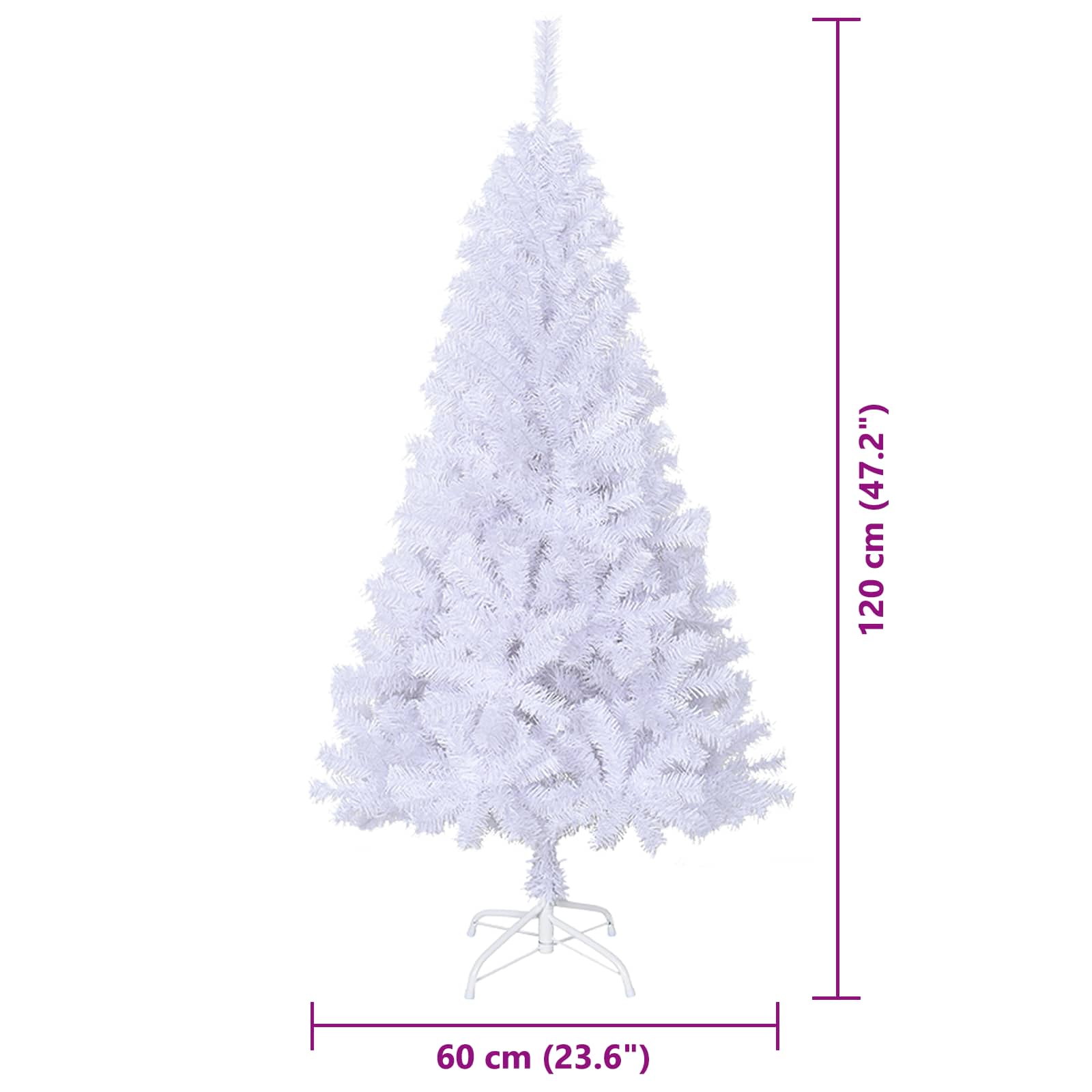 Umělý vánoční stromeček s stojanem Bílá 120 cm PVC a ocel - obrázek 14