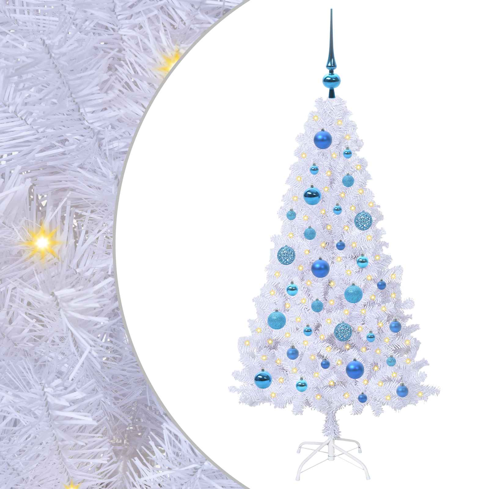 Sapin de Noël artificiel avec 150 LED Blanc 120 cm PVC et Acier – Image 2