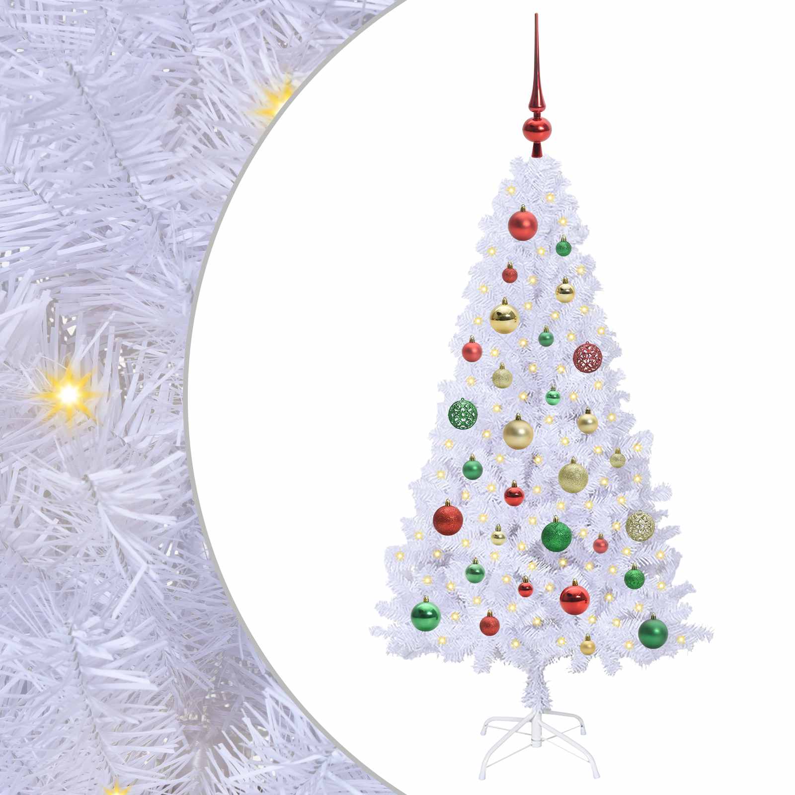 Sapin de Noël artificiel avec 150 LED Blanc 120 cm PVC et Acier – Image 2